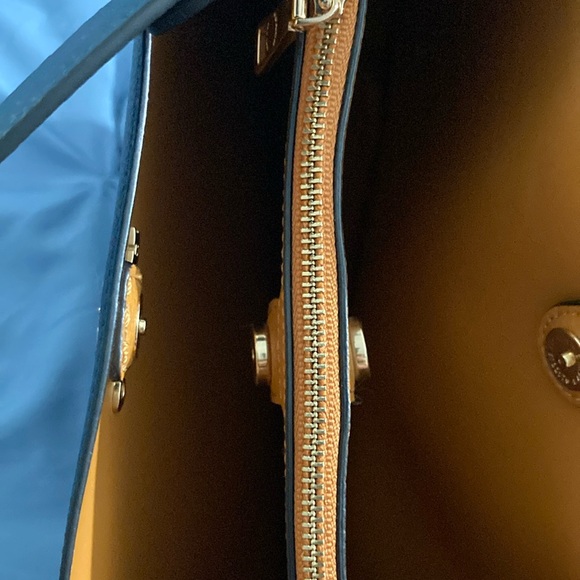 Coach Blue and Gold Shoulder Bag with Sophisticated Silhouette - Picture 4 of 9